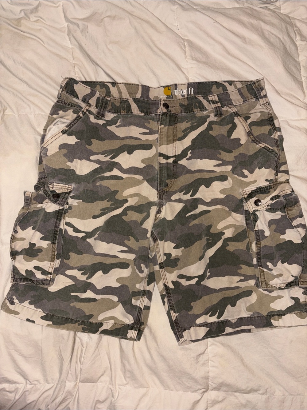 Carhartt Men’s Relaxed Fit Camo Cargo Shorts - Green/Tan